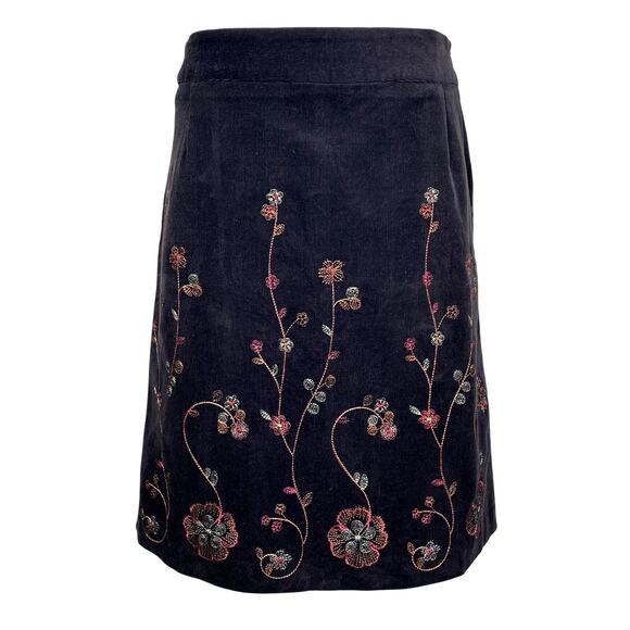 Ecologie Dresses & Skirts - Ecologie Corduroy Embroidered Midi Skirt Cottagecore Coquette Whimsigoth Sz 6